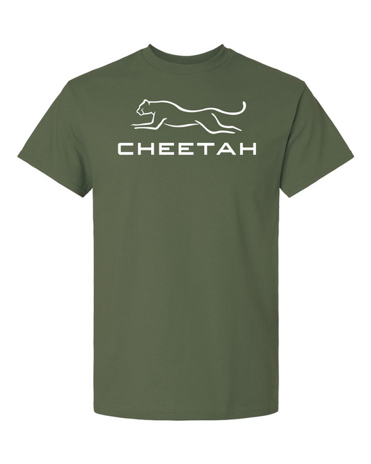 Military Green Cheetah 100% Quality Cotton Short Sleeve (Full Chest)