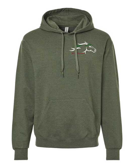 Military Green Heather Wild Horses 100% Quality Cotton Hoodie