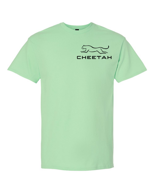 Mint Green Cheetah 100% Quality Cotton Short Sleeve (Left Chest)