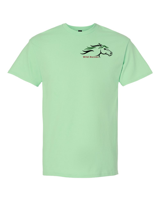 Mint Green Wild Horses 100% Quality Cotton Short Sleeve