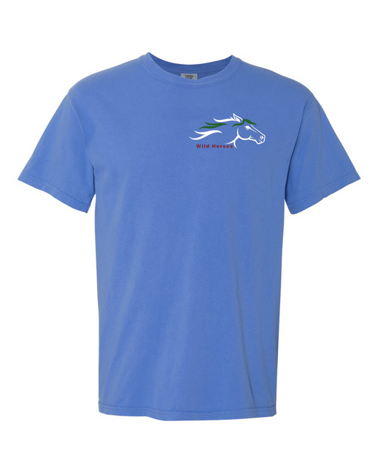 Mystic Blue Wild Horses 100% Quality Cotton Short Sleeve