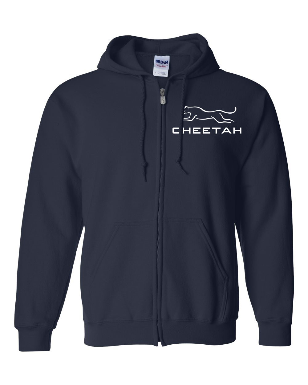 Navy Cheetah 100% Quality Cotton Full-Zip Hoodie