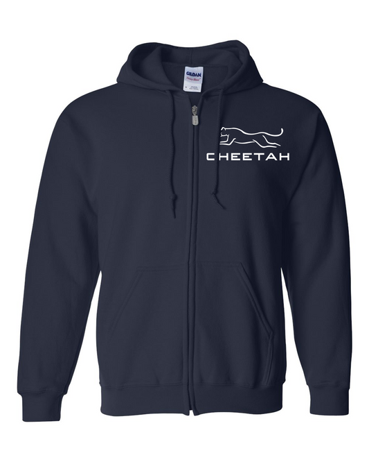 Navy Cheetah 100% Quality Cotton Full-Zip Hoodie