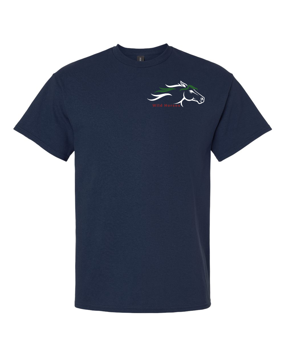 Navy Wild Horses 100% Quality Cotton Short Sleeve