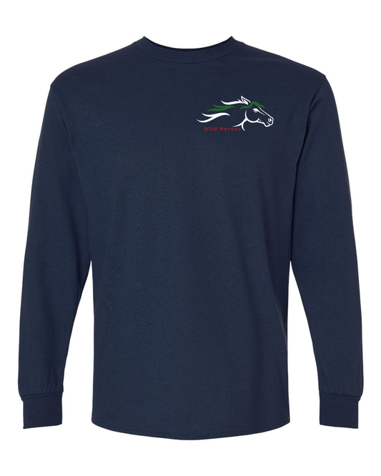 Navy Wild Horses 100% Quality Cotton Long Sleeve