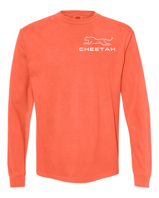 Neon Red Orange Cheetah 100% Quality Cotton Long Sleeve
