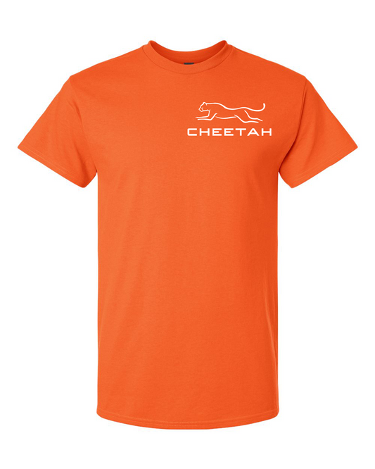 Orange Cheetah 100% Quality Cotton Short Sleeve (Left Chest)