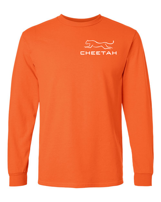 Orange Cheetah 100% Quality Cotton Long Sleeve (Left Chest)