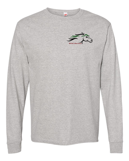 Oxford Grey Wild Horses 100% Quality Cotton Long Sleeve