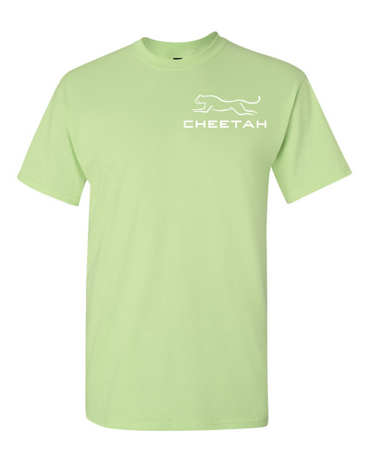 Pistachio Cheetah 100% Quality Cotton Short Sleeve (Left Chest)
