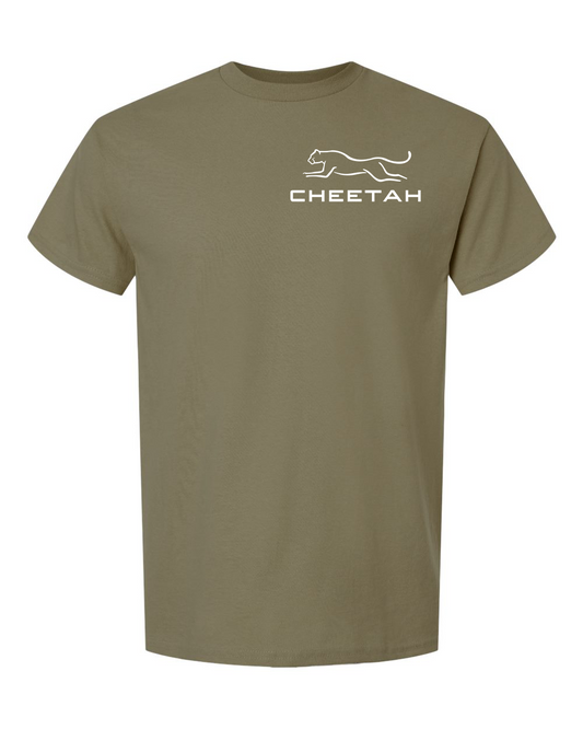 Prairie Dust Cheetah 100% Quality Cotton Short Sleeve (Left Chest)