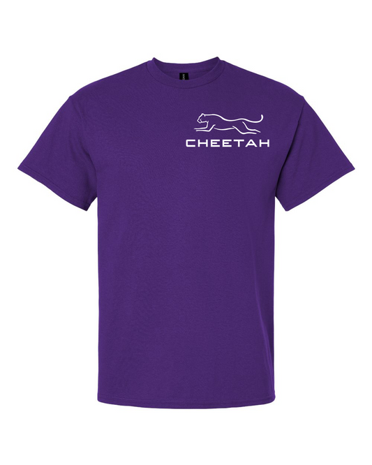 Purple Cheetah 100% Quality Cotton Short Sleeve (Left Chest)