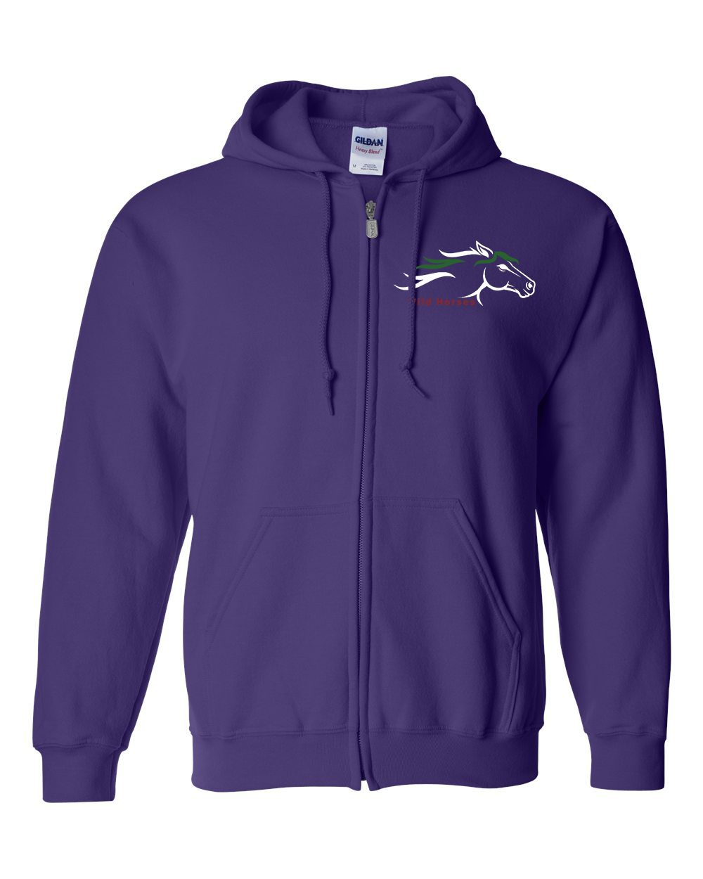 Purple Wild Horses 100% Quality Cotton Full-Zip Hoodie