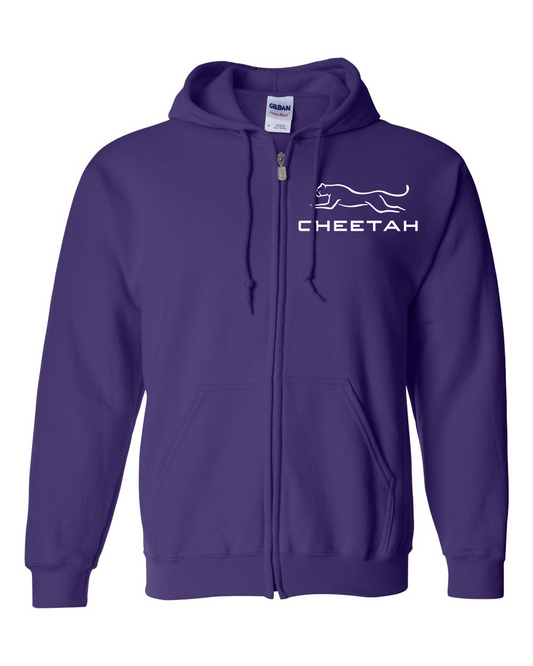 Purple Cheetah 100% Quality Cotton Full-Zip Hoodie