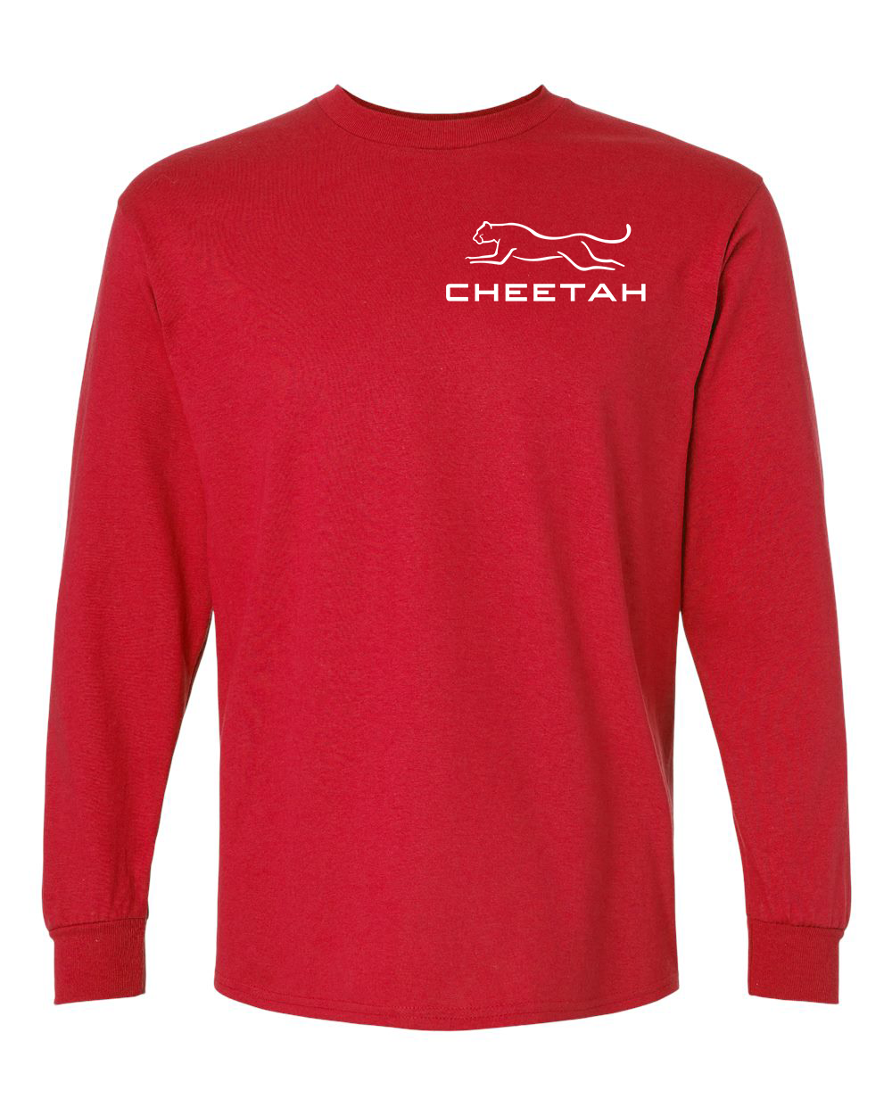 Red Cheetah 100% Quality Cotton Long Sleeve (Left Chest)