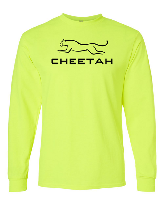 Safety Green Cheetah 100% Quality Cotton Long Sleeve (Full Chest)