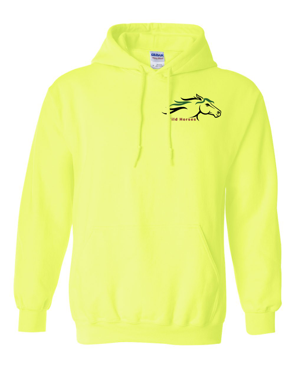 Safety Green Wild Horses 100% Quality Cotton Hoodie