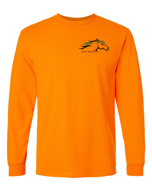 Safety Orange Wild Horses 100% Quality Cotton Long Sleeve