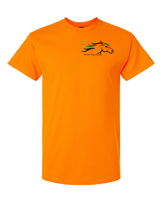 Safety Orange Wild Horses 100% Quality Cotton Short Sleeve
