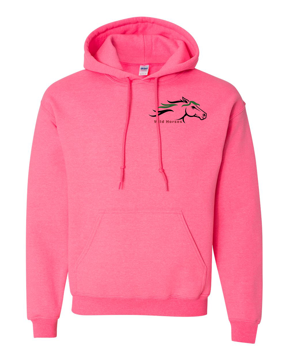 Safety Pink Wild Horses 100% Quality Cotton Hoodie