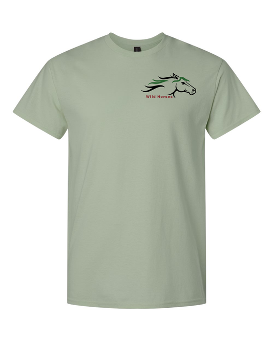 Sage Wild Horses 100% Quality Cotton Short Sleeve