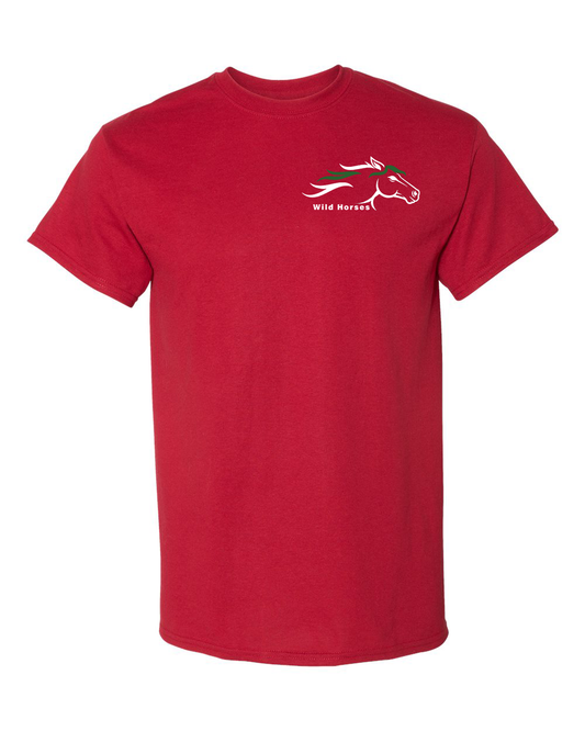 Scarlet Red Wild Horses 100% Quality Cotton Short Sleeve