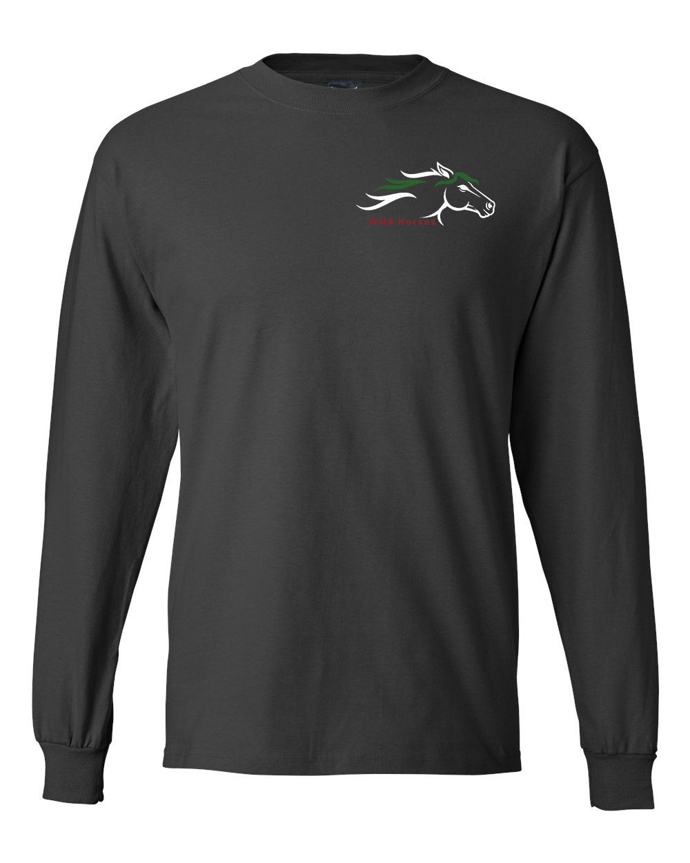 Smoke Grey Wild Horses 100% Quality Cotton Long Sleeve