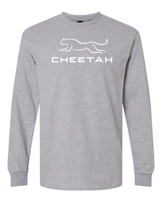 Sport Grey Cheetah 100% Quality Cotton Long Sleeve (Full Chest)