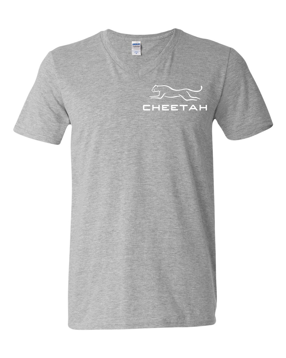 Sport Grey Cheetah 100% Quality Cotton V-Neck Short Sleeve