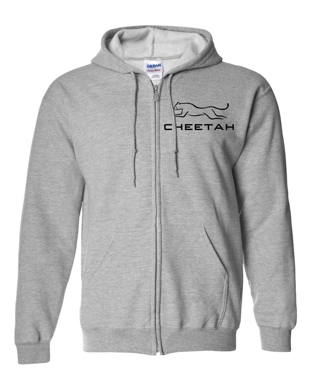 Sport Grey Cheetah 100% Quality Cotton Full-Zip Hoodie
