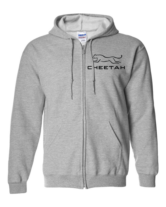 Sport Grey Cheetah 100% Quality Cotton Full-Zip Hoodie