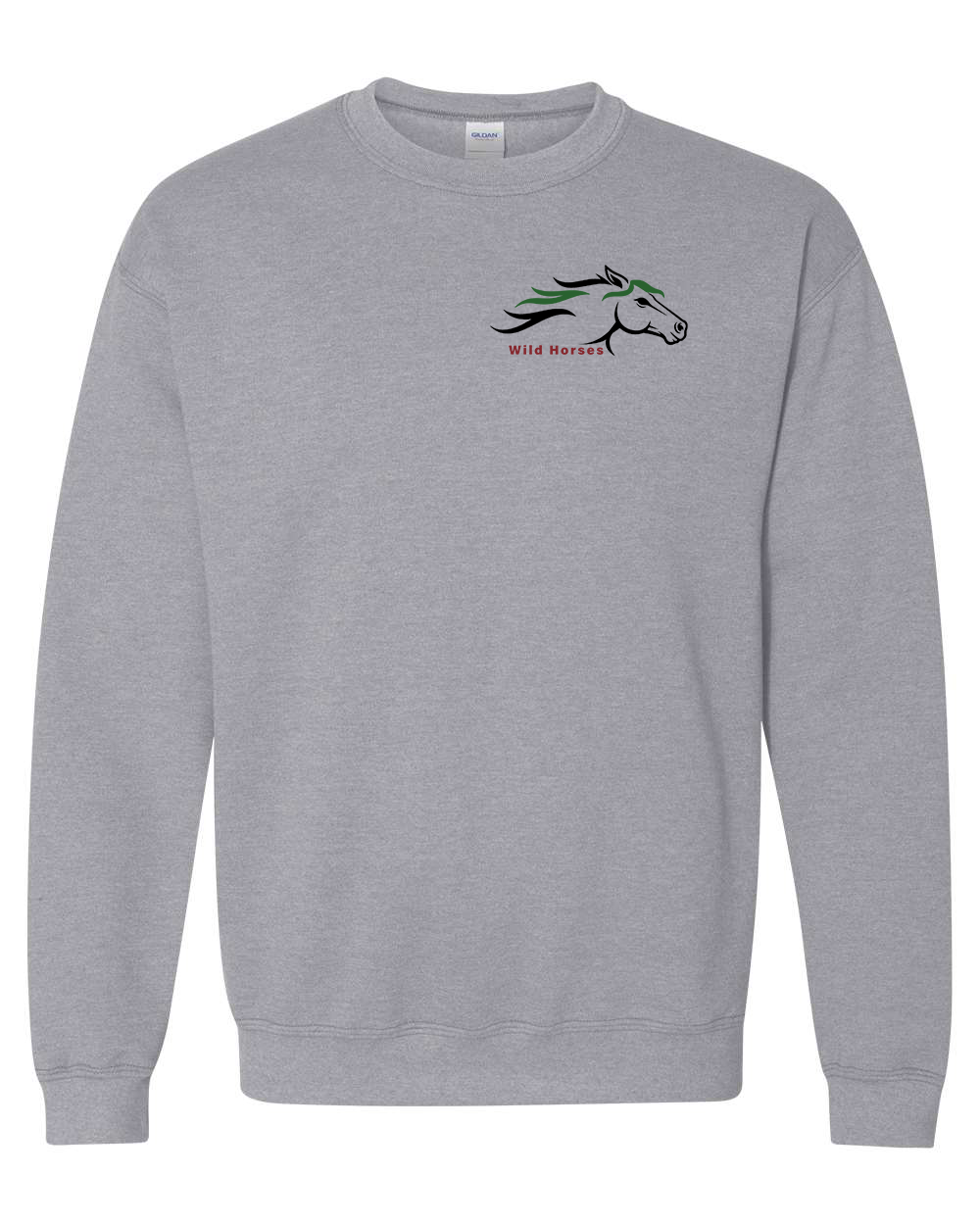 Sport Grey Wild Horses 100% Quality Cotton Crewneck Sweatshirt