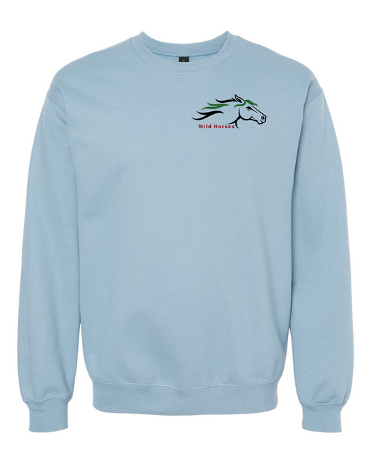 Stone Blue Wild Horses 100% Quality Cotton Crewneck Sweatshirt