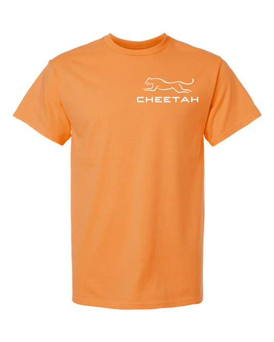 Tangerine Cheetah 100% Quality Cotton Short Sleeve (Left Chest)