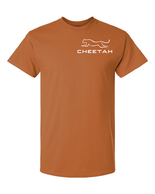 Texas Orange Cheetah 100% Quality Cotton Short Sleeve (Left Chest)
