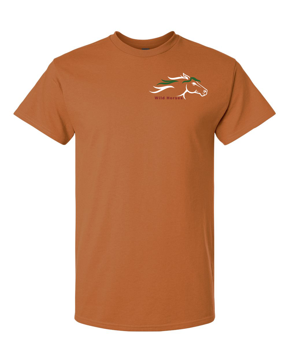 Texas Orange Wild Horses 100% Quality Cotton Short Sleeve
