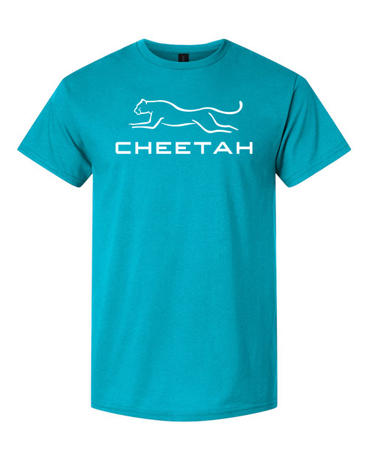 Tropical Blue Cheetah 100% Quality Cotton Short Sleeve (Full Chest)