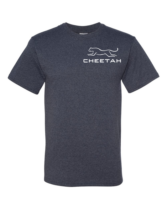 Vintage Heather Navy Cheetah 100% Quality Cotton Short Sleeve