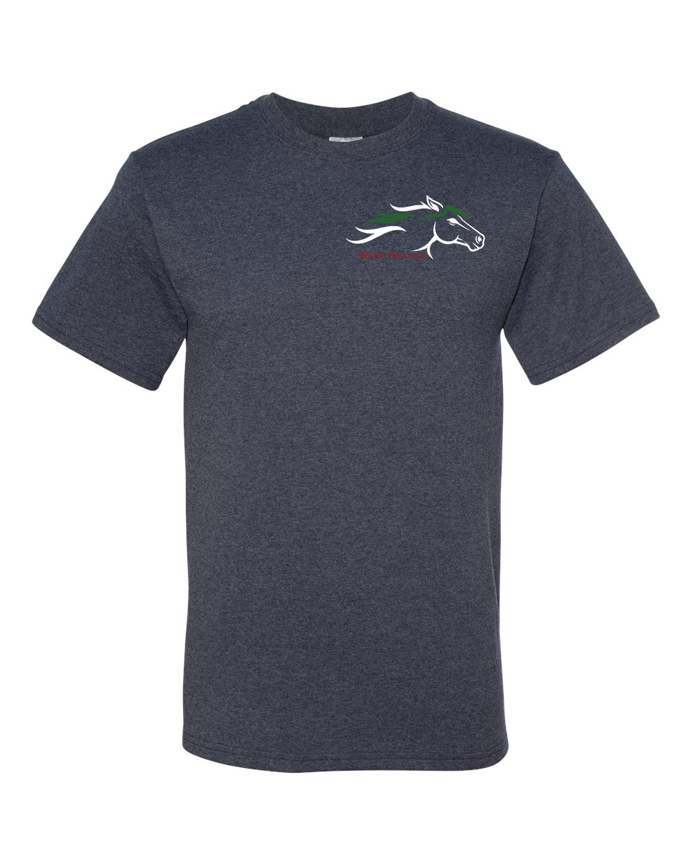 Vintage Heather Navy Wild Horses 100% Quality Cotton Short Sleeve