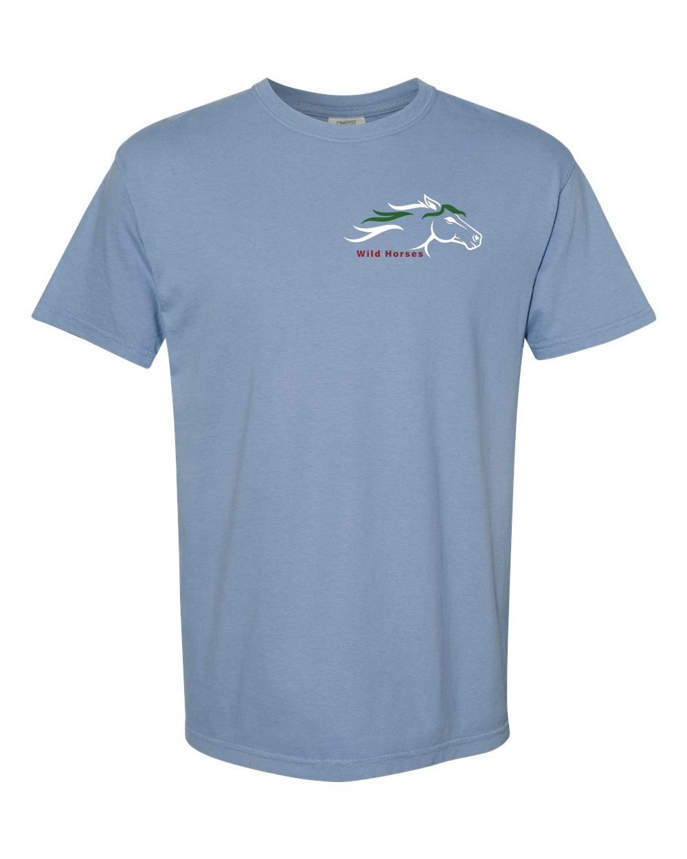 Washed Denim Wild Horses 100% Quality Cotton Short Sleeve
