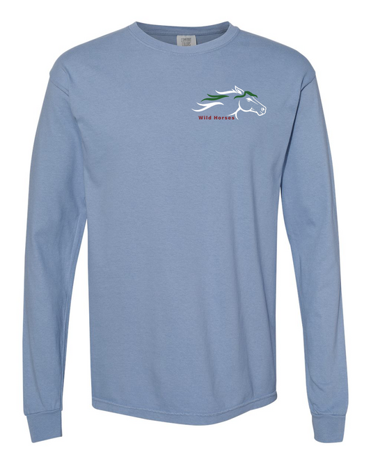 Washed Denim Wild Horses 100% Quality Cotton Long Sleeve