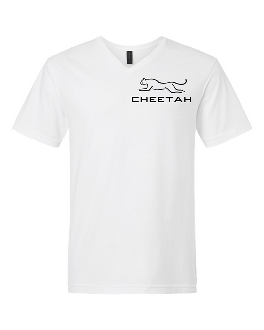 White Cheetah 100% Quality Cotton V-Neck Short Sleeve