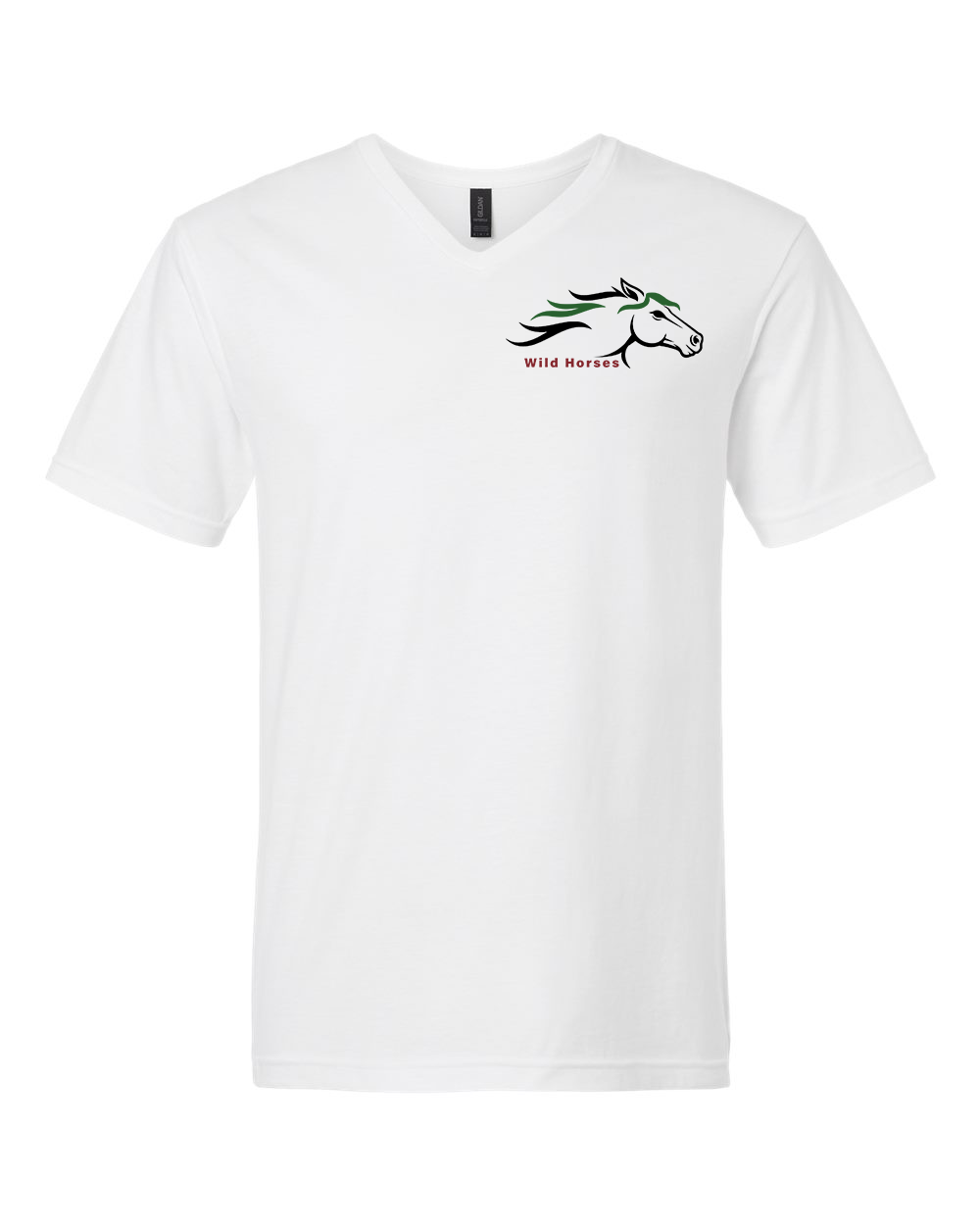 White Wild Horses 100% Quality Cotton V-Neck Short Sleeve