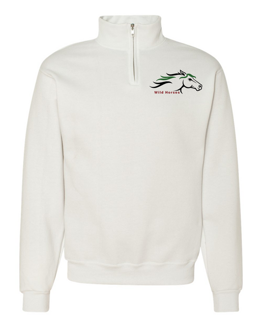 White Wild Horses 100% Quality Cotton Quarter-Zip Pullover